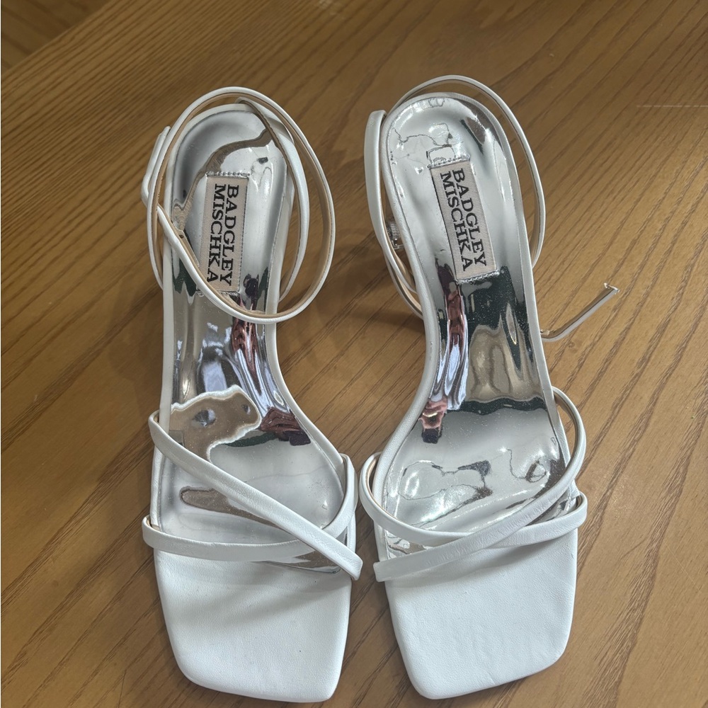Badgley Mischka White Strappy Heels